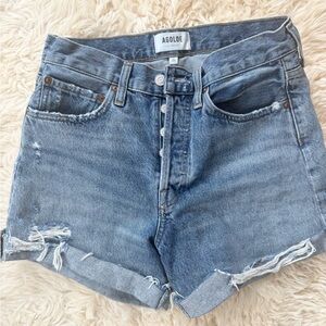 Agolde Distressed Blue Jean Shorts